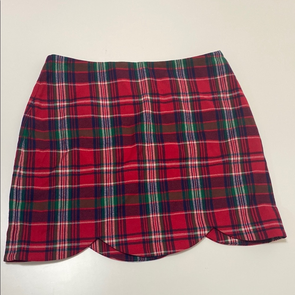 Vineyard Vines Red and Green Plaid Mini Skirt